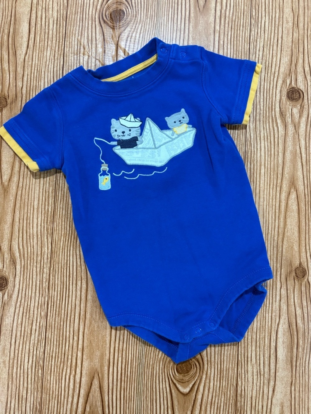 7/$20 Gymboree Blue Nautical Kitty One-Piece Short Sleeve Bodysuit Onesie